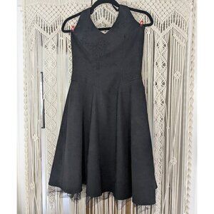 Gorgeous Black Halter Top A-Line Dress Med